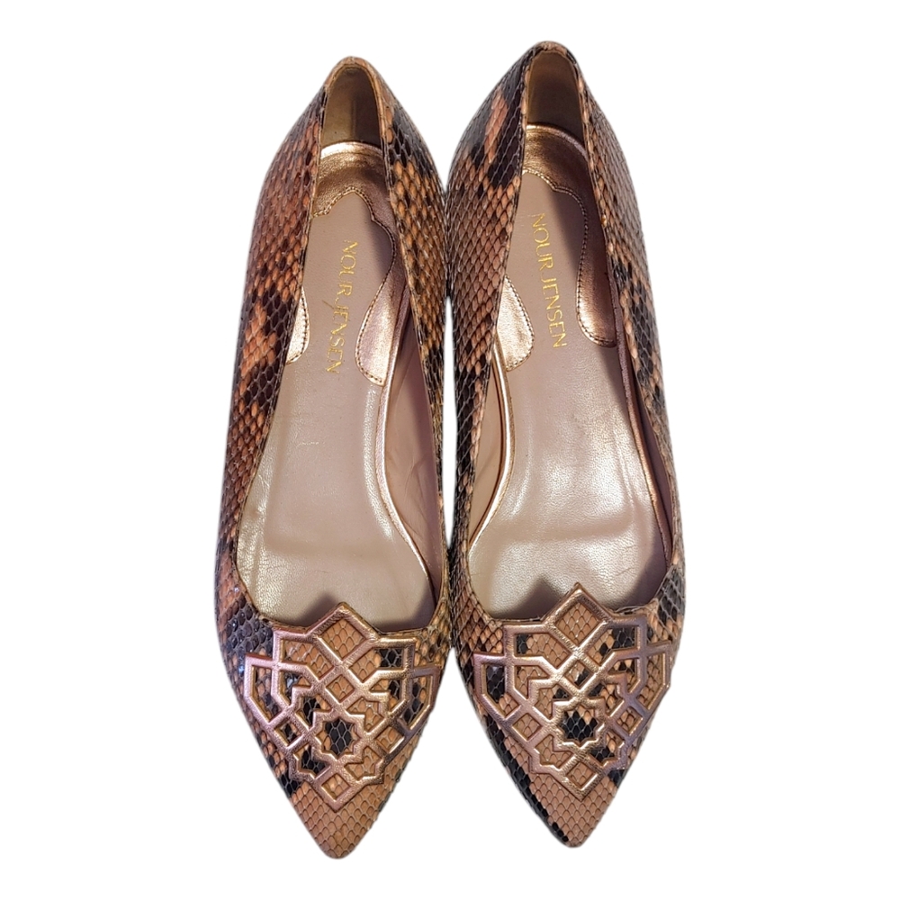 Nour Jensen Leather Snakeskin Python Pointed Toe … - image 2